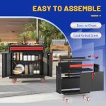 Eltean Metal Grill Cart with Wheels and Storage