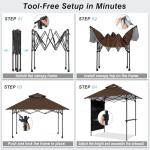 Portable BBQ Gazebo with LED Lights and Shelf