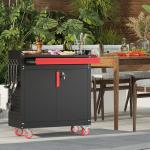 Eltean Metal Grill Cart with Wheels and Storage