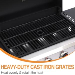 4 Burner Propane Gas Grill with Side Table