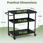 Outdoor Grill Cart with Locking Casters and Hooks