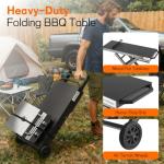 Veralune Folding Outdoor Grill Prep Table with Wheels
