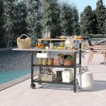 Sundale Movable Grill Table with 4-Tier Shelves