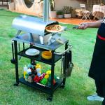 Feasto 3-Shelf Movable Grill and Pizza Oven Stand
