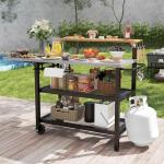 Sundale Movable Grill Table with 4-Tier Shelves
