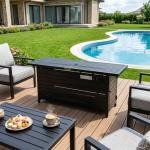57 Inch Black Propane Fire Pit Table
