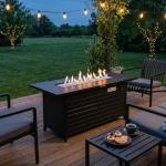 57 Inch Black Propane Fire Pit Table