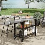 Sundale Movable Grill Table with 4-Tier Shelves