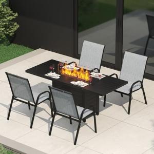 5-Piece Patio Dining Set with Propane Firepit