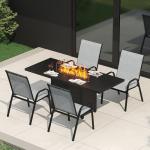 5-Piece Patio Dining Set with Propane Firepit