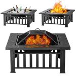 32-Inch Square Metal Fire Pit Table