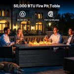 50” Propane Fire Pit Table with Adjustable Flame
