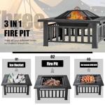 32-Inch Square Metal Fire Pit Table