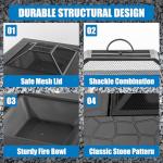 32" Square Metal Fire Pit Table for Outdoors