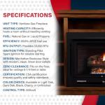 Dark Oak 34” Vent-Free Propane Fireplace with Blower