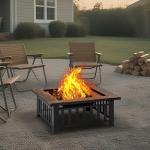 32-Inch Square Metal Fire Pit Table