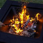 32" Square Metal Fire Pit Table for Outdoors