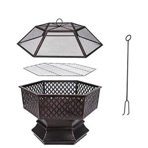 Wood Fire Pit Grill with Grate for Outdoor Fun