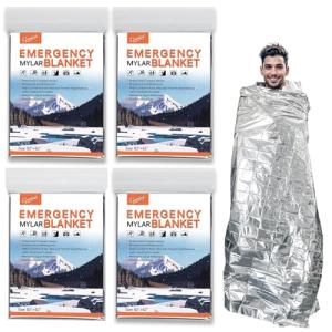 4-Pack Mylar Emergency Survival Blankets for Outdoors