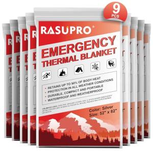 Rasupro 9 Pack Outdoor Emergency Survival Blankets