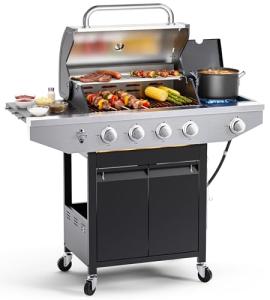 4-Burner Propane BBQ Grill with Side Burner