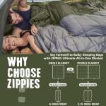 Zippies Insulated Queen Camping Blanket for Cold Weather