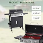 HUGROVE 4-Burner Propane Gas Grill with Side Burner