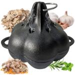 Cast Iron Smoker Roaster for BBQ and Oven