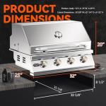 32-Inch Stainless Steel Built-In 4-Burner Grill