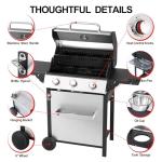 3-Burner Stainless Steel Gas Grill with Side Table