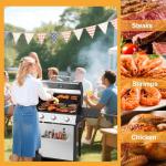 3-Burner Stainless Steel Gas Grill with Side Table