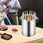 Portable Smokeless Charcoal Barrel Grill with Skewers