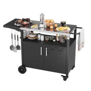 Movable Outdoor Grill Cart with Storage and Wheels