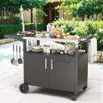 Movable Outdoor Grill Cart with Storage and Wheels