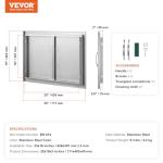 VEVOR Stainless Steel BBQ Access Door 28"x19