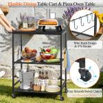 Outdoor BBQ Rolling Prep Cart with Rust-Resistant Tabletop