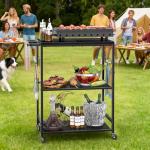 Outdoor BBQ Rolling Prep Cart with Rust-Resistant Tabletop