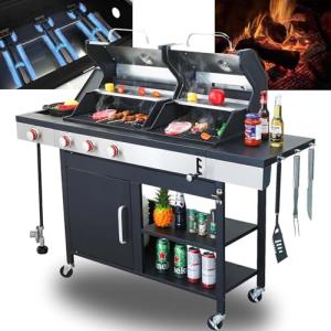 3-Burner Propane and Charcoal Grill Combo