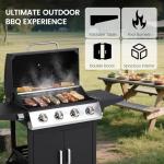 HUGROVE 4-Burner Propane Gas Grill with Side Burner