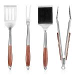 Rosewood BBQ Tool Set with Spatula, Fork, Tongs