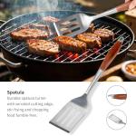 Rosewood BBQ Tool Set with Spatula, Fork, Tongs