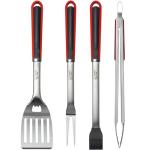 Grill Tool Set: Tongs, Fork, Spatula, Brush