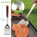 Grill Tool Set: Tongs, Fork, Spatula, Brush