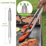 Grill Tool Set: Tongs, Fork, Spatula, Brush