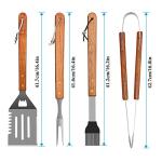 Wooden BBQ Accessories Set of 4 Grilling Tools