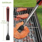 Grill Tool Set: Tongs, Fork, Spatula, Brush
