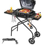 GRILL FORCE Grill Stand for Ninja Woodfire Outdoor Grills, Fits for Ninja OG700 Series OG701 OG705 OG750 OG751, Collapsible Outdoor Grill Cart for ninja Smoker, 22" Blackstone, Hooks