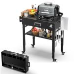 28" and 34" Upgrade Height & Quick-Fold Portable Grill Cart for Ninja Woodfire (OG700 Series), MO201 OO101 Pizza Oven, Blackstone 17"/22" Griddle – Outdoor Ninja Grill Stand with 4 Swivel Wheels