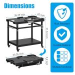 Outspark Grill Stand for Ninja Woodfire Outdoor Portable Prep Cart Table Station for Ninja XSKUNSTAND OG700 OG800 OG900 OO101 Series and Smoker Pizza Oven Accessories with Wheels & Grill Cover