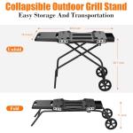 GRILL FORCE Grill Stand for Ninja Woodfire Outdoor Grills, Fits for Ninja OG700 Series OG701 OG705 OG750 OG751, Collapsible Outdoor Grill Cart for ninja Smoker, 22" Blackstone, Hooks